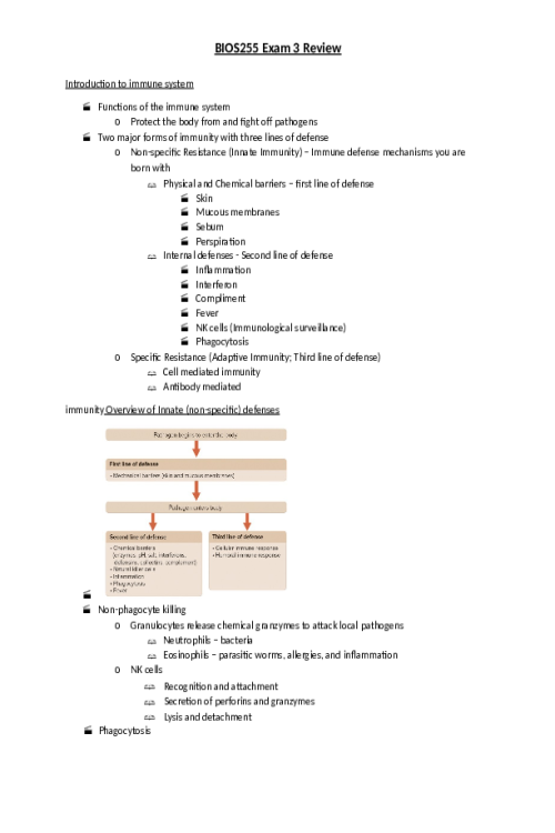 BIOS 255 Week 8 Exam 3 (Week 5, 6 and 7) Review