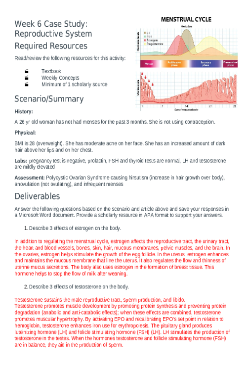 BIOS 256 Week 6 Case Study; Reproductive System