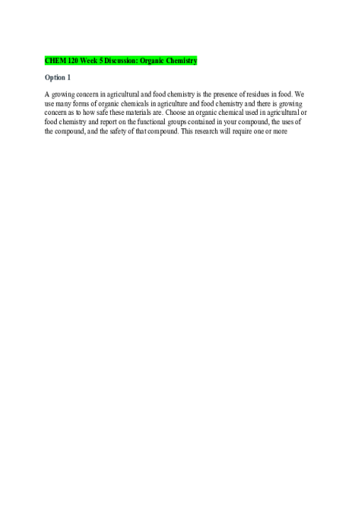 CHEM 120 Week 5 Discussion; Organic Chemistry - Isopropanol