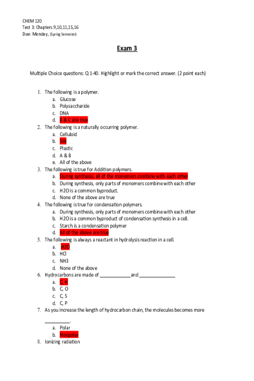 CHEM 120 Week 8 Exam 3 (Units 5, 6, and 7)