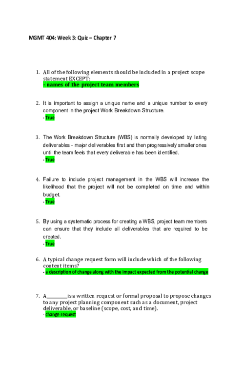 MGMT 404 Week 3 Quiz - Chapter 7