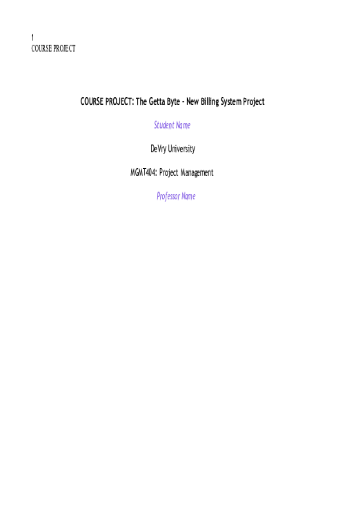 MGMT 404 Week 4 Course Project Part 2 (Includes Sections C and D); The Getta Byte -