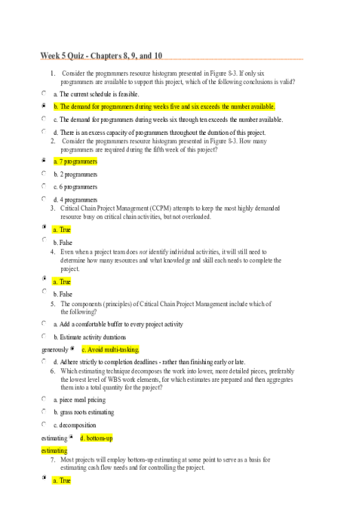 MGMT 404 Week 5 Quiz - Chapters 8, 9, and 10