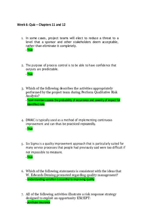 MGMT 404 Week 6 Quiz - Chapters 11 and 12