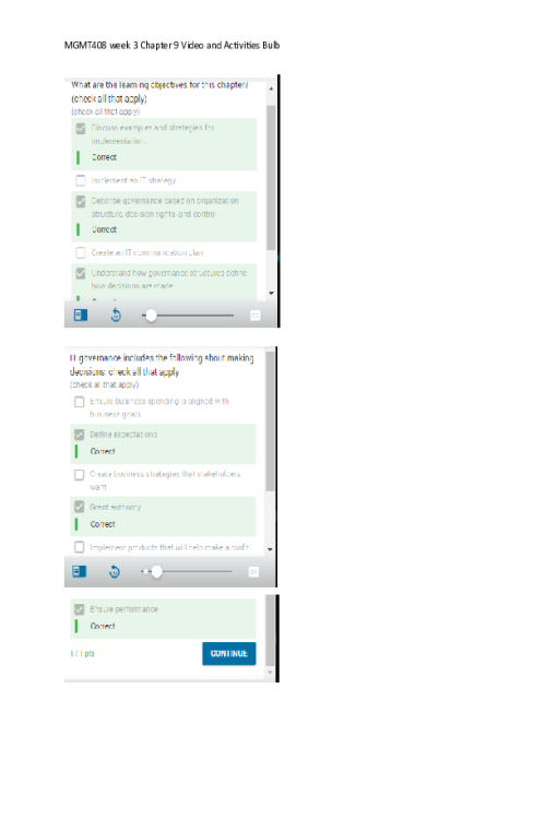 MGMT 408 Week 3 Chapter 9 Video and Activities Bulb