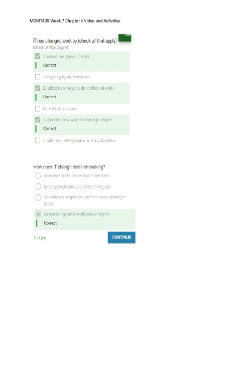 MGMT 408 Week 7 Chapter 4 Video and Activities Bulb
