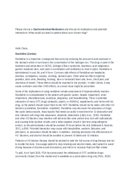 NR 293 Week 6 Discussion; Implications of Drug Interactions