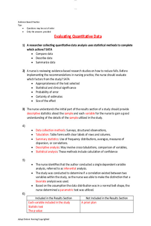 NR 449 Week 6 Assignment; Evaluating Quantitative and Qualitative Data