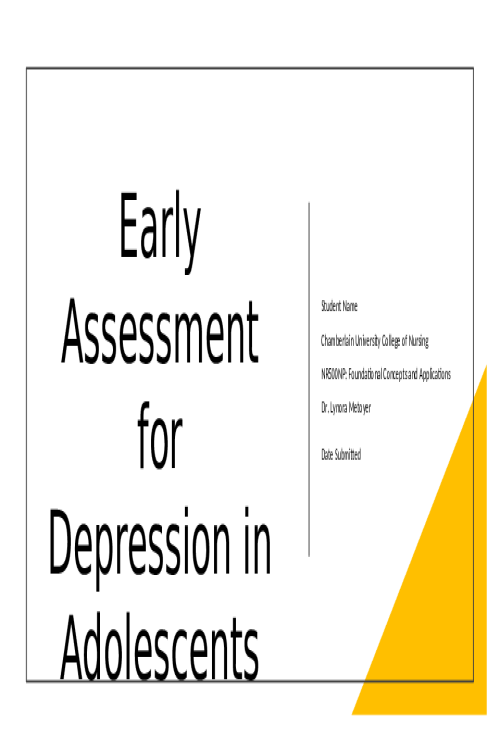 NR 500NP Week 6 Assignment; Area of Interest PowerPoint Presentation - Early Assess