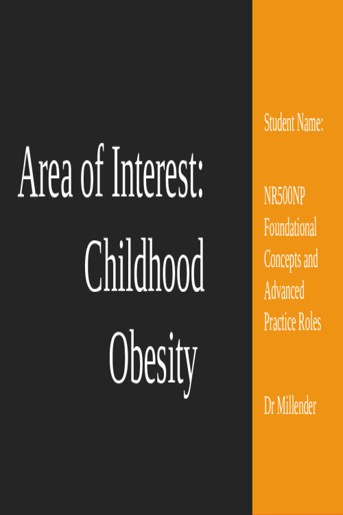 NR 500NP Week 6 Assignment; Area of Interest PowerPoint Presentation - Obesity