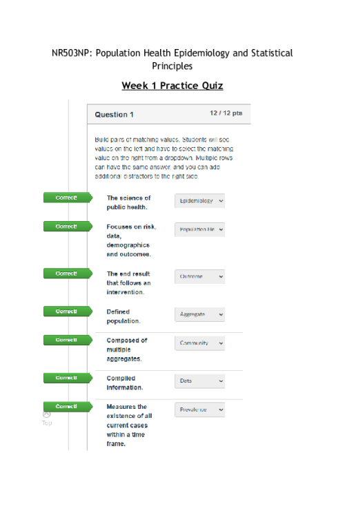 NR 503 Week 1 Practice Quiz - Fall Semester