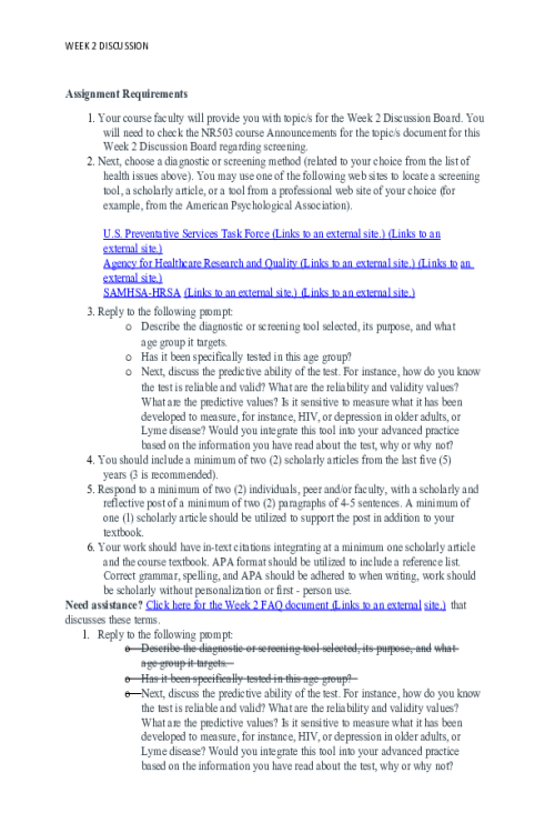 NR 503 Week 2 Discussion; Epidemiology Methods - Alcohol Use Disorders Identificati