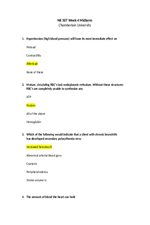 NR 507 Week 4 Midterm Exam Solved - Real Exam