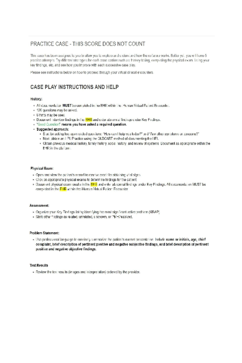 NR 509 Week 2 iHuman Practice Case