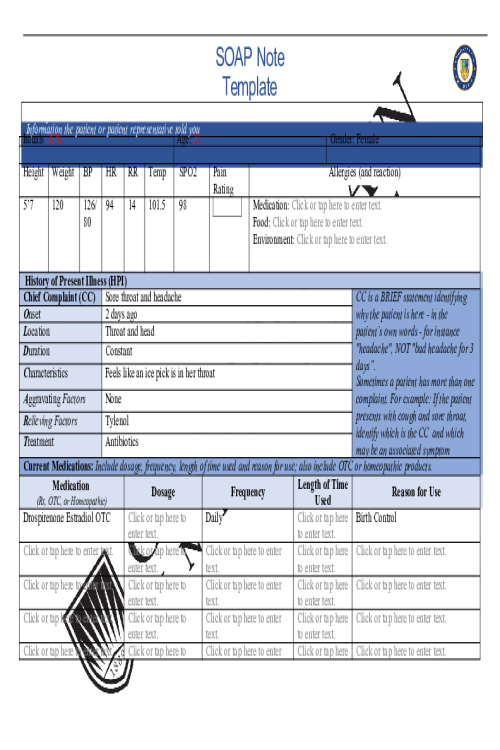 NR 509 Week 3 iHuman SOAP Note Template - Amanda A Wheaton