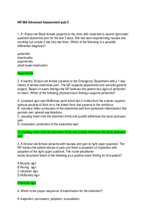 NR 509 Week 5 Quiz..