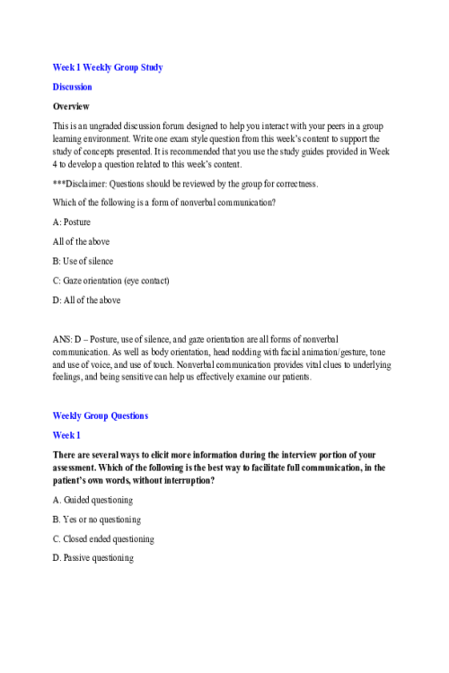 NR 509 Weekly Group Study Week 1 - 8