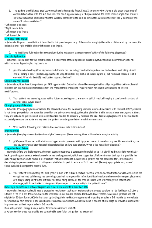 NR 511 Week 1 Exam; CEA Pre-Clinical Diagnostic Exam - Practice Test