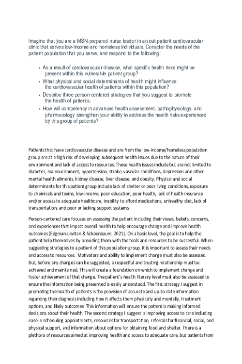 NR 536 Week 4 Collaboration Cafe; Person-Centered Strategies to Reduce Disparity