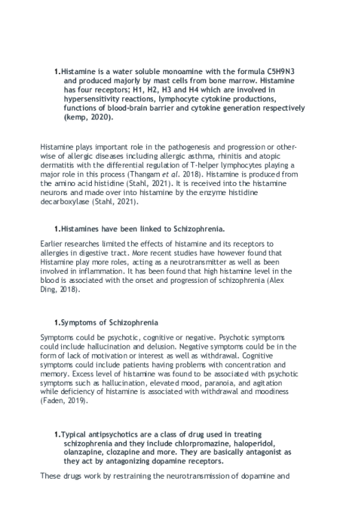 NR 546 Week 2 Neurotransmitters Discussion; Histamine.docx