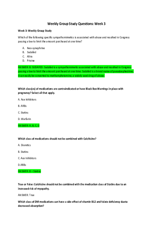 NR 566 Week 3 Discussion; Weekly Group Study.