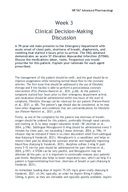 NR 567 Week 3 Clinical Decision-Making Discussion H-M