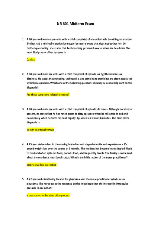 NR 601 Week 4 Midterm Exam