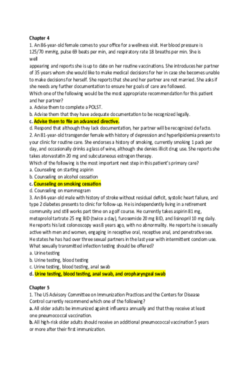 NR 601 Week 8 Final Exam Review (Weeks 5-8 from Ham's Primary Care Geriatrics)v2