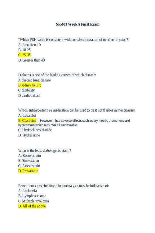 NR 601 Week 8 Final Exam