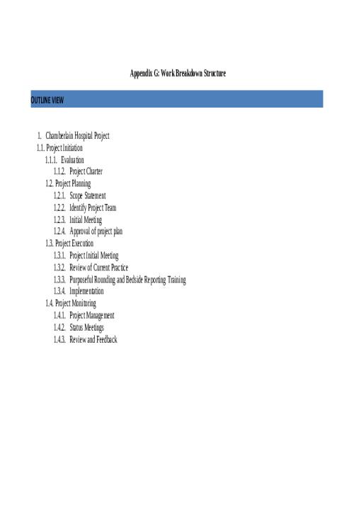 NR 631 Week 7 Appendix G; Work Breakdown Structure