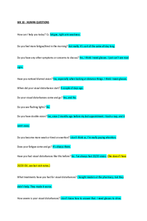 NRNP 6531 Week 10 Assignment; i-Human Case Questions