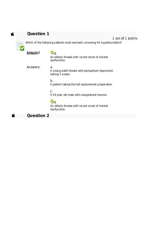 NRNP 6531 Week 8 Knowledge Check Quiz - Fall Qtr