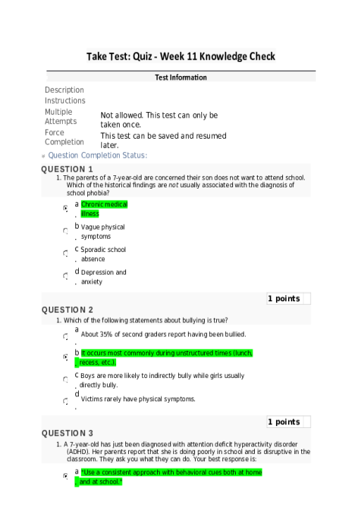 NRNP 6541 Week 11 Quiz-Knowledge Check.