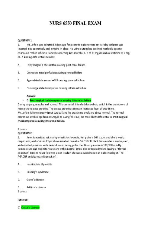 NRNP 6550 Week 11 Final Exam