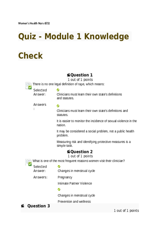 NRNP 6552 Week 2 Knowledge Check.