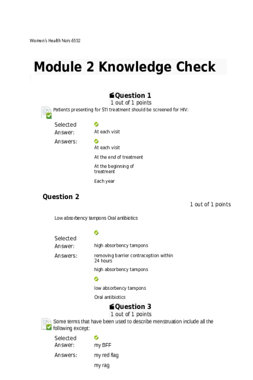 NRNP 6552 Week 5 Knowledge Check....