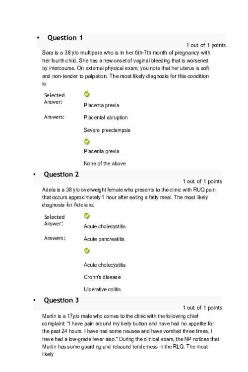 NRNP 6568 Week 2 Assignment; Practice Exam Questions