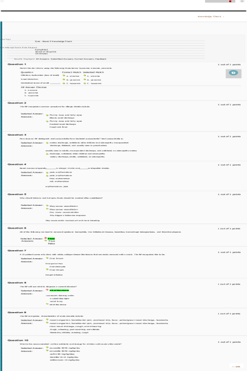 NRNP 6568 Week 3 Knowledge Check - HEENT Conditions - 10 out of 10 Points.