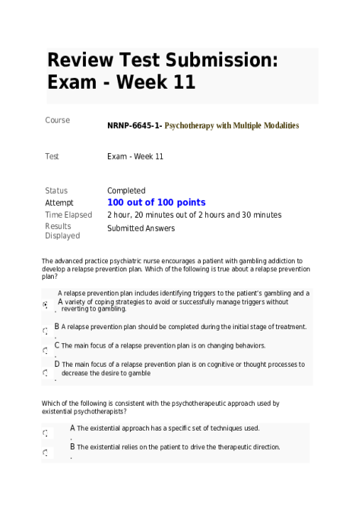 NRNP 6645-1 Week 11 Final Exam