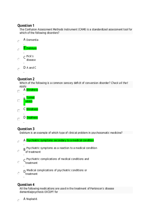 NRNP 6665 Week 11 Final Exam - All Correct