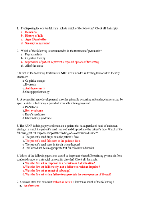 NRNP 6665 Week 11 Final Exam Solutions