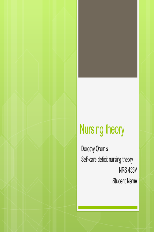 NRS 430V Topic 3 Assignment; CLC - Nursing Theory and Conceptual Model Presentation