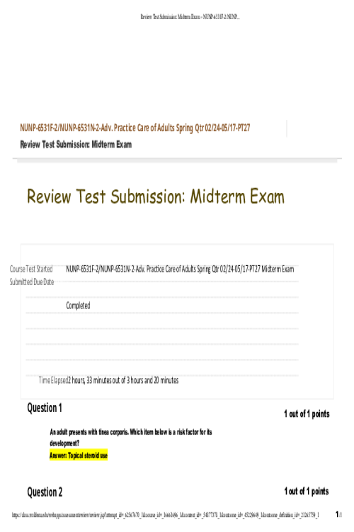 NUNP 6531F-2 Week 6 Midterm Exam