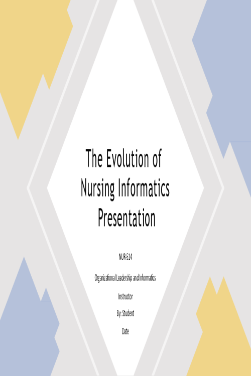 NUR 514 Topic 5 Assignment; The Evolution of Nursing Informatics Presentation.