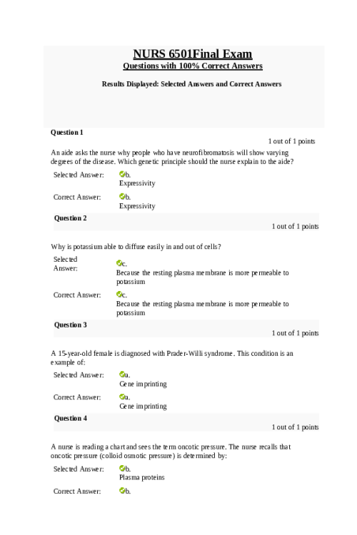 NURS 6501 Week 11 Final Exam