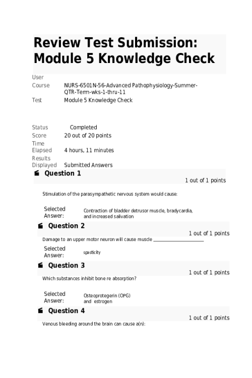 NURS 6501 Week 7 Knowledge Check Quiz.