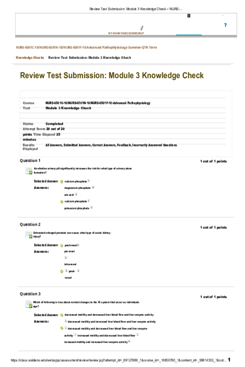 NURS-6501C-10, NURS-6501N-10, NURS-6501F-10 Week 5 Knowledge Check