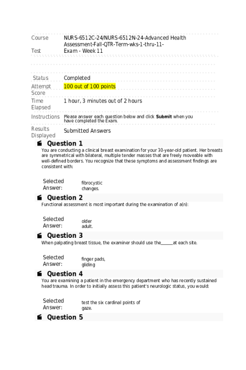 NURS 6512C-24, Week 11 Final Exam