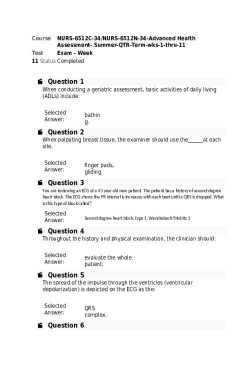 NURS 6512C-34, NURS-6512N-34, Week 11 Final Exam