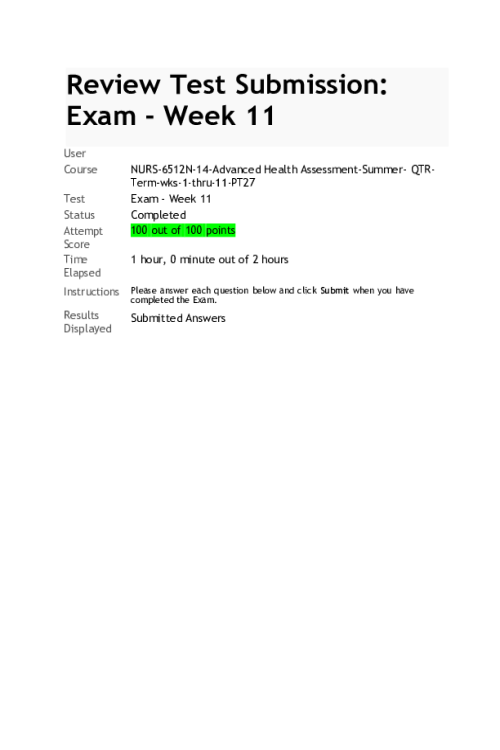 NURS 6512N-14 Week 11 Final Exam